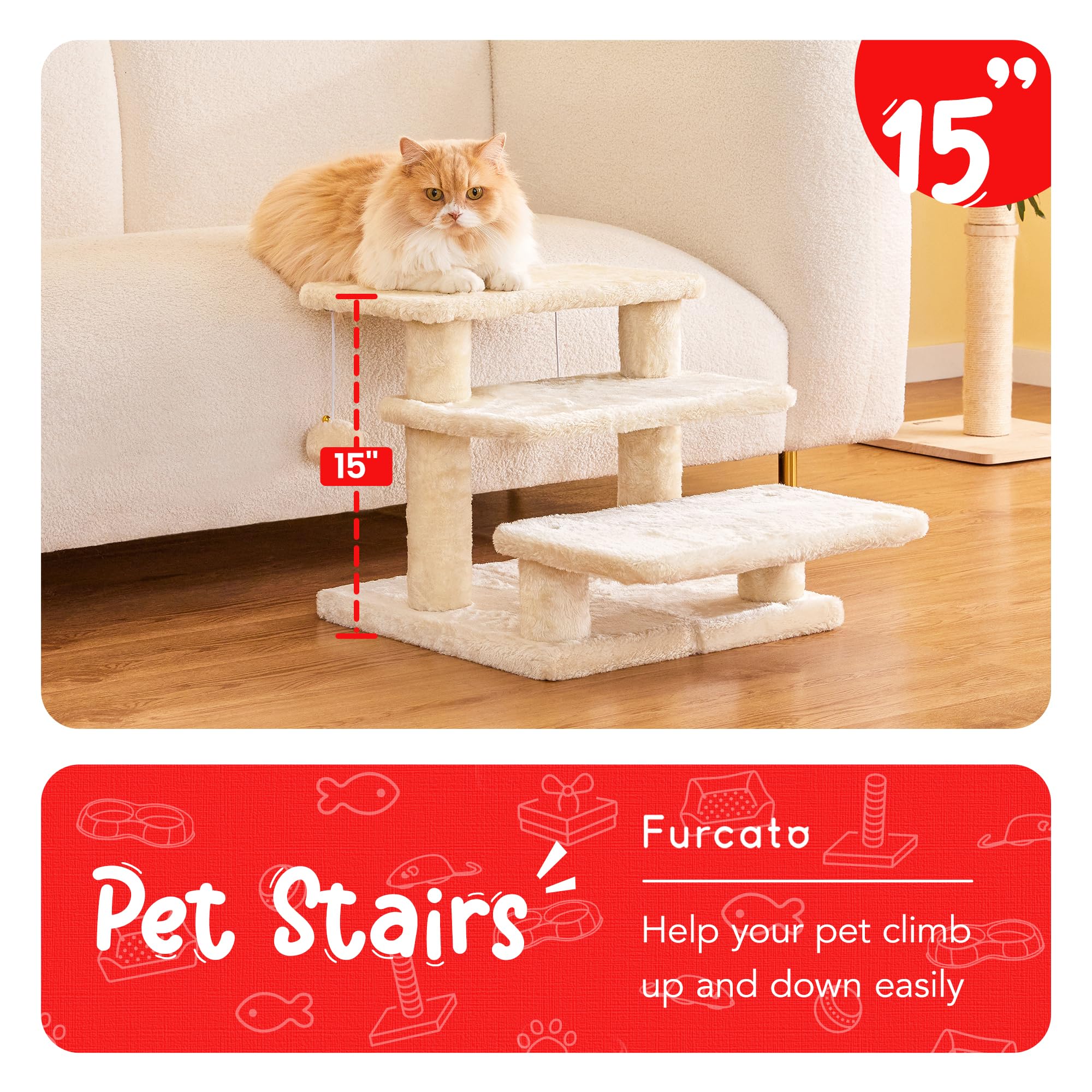 Furcato escalier chats haut lit, facilite l’accès au canapé en douceur.