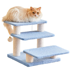 Furcato Escalier pour chats – 3 étapes bleu, facilite l'accès aux surfaces élevées.