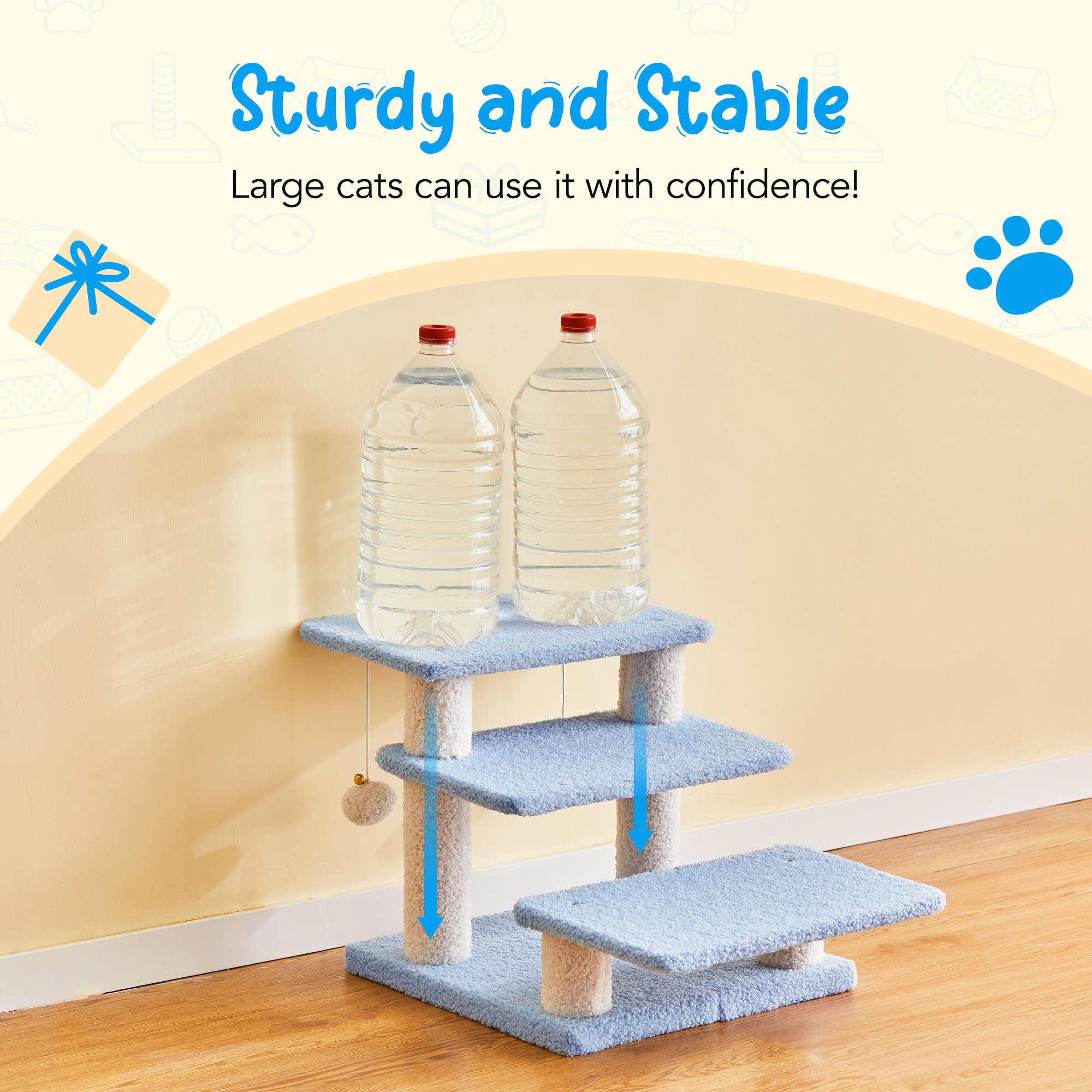 Furcato Escaliers d'intérieur bleu, idéals pour chatons et chats actifs.