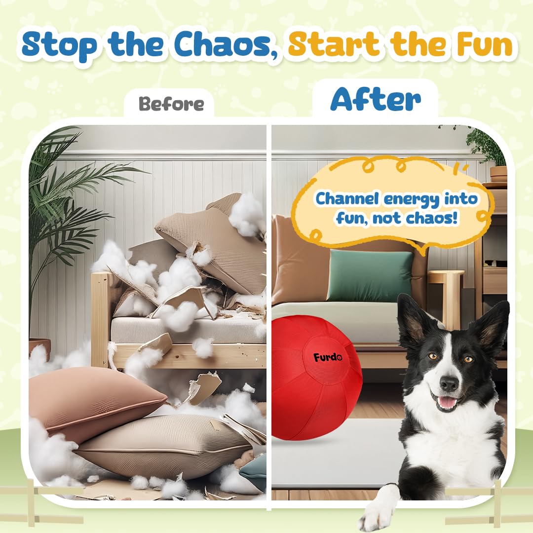 Balle Furdo d'entraînement canin rouge, 25 pouces, pratique et facile à nettoyer.