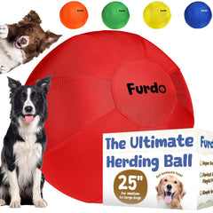 Balle Furdo d'entraînement au troupeau rouge, 25 pouces, stimulation mentale pour chiens.