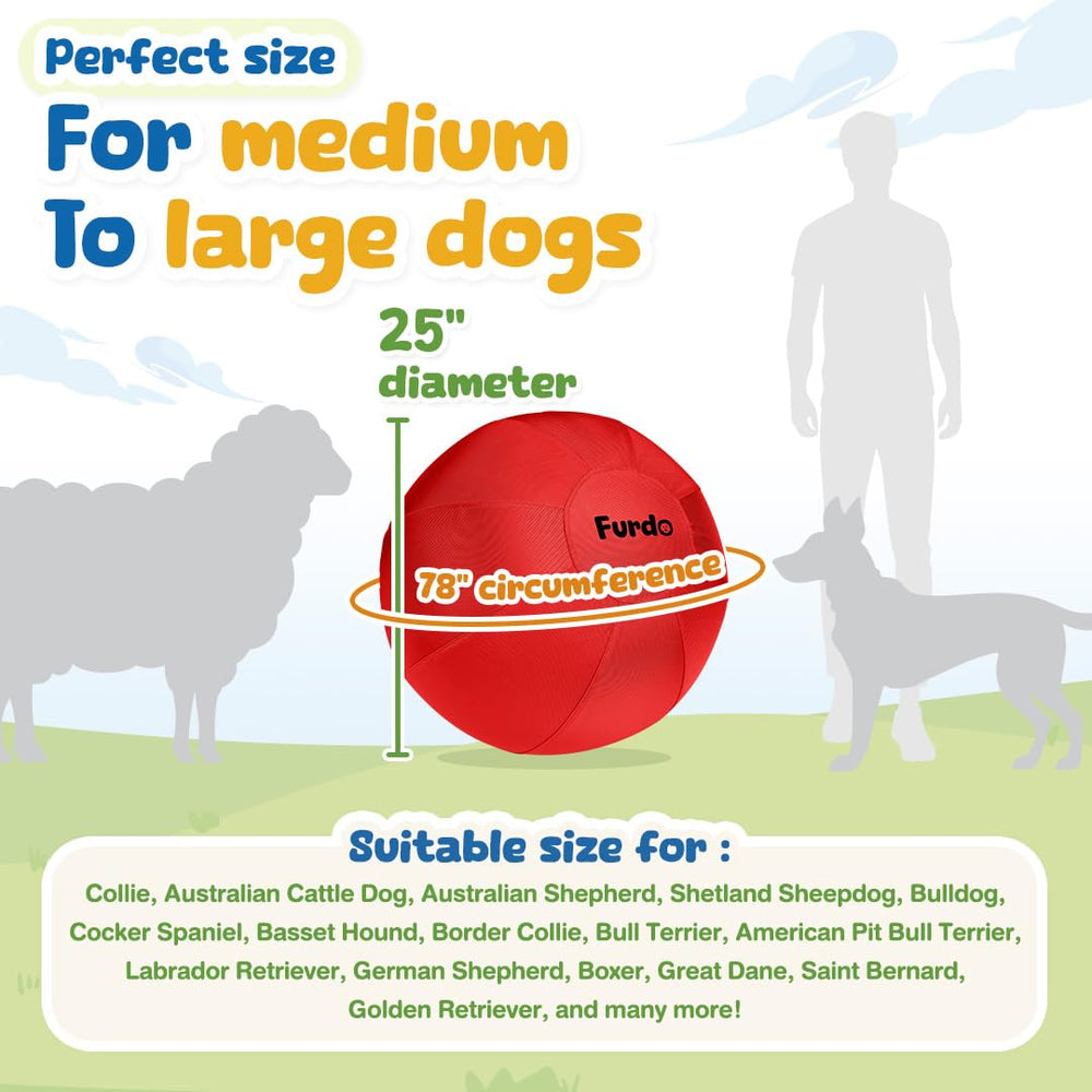 Balle Furdo d'exercice pour chien rouge, 25 pouces, idéale pour l'activité physique.