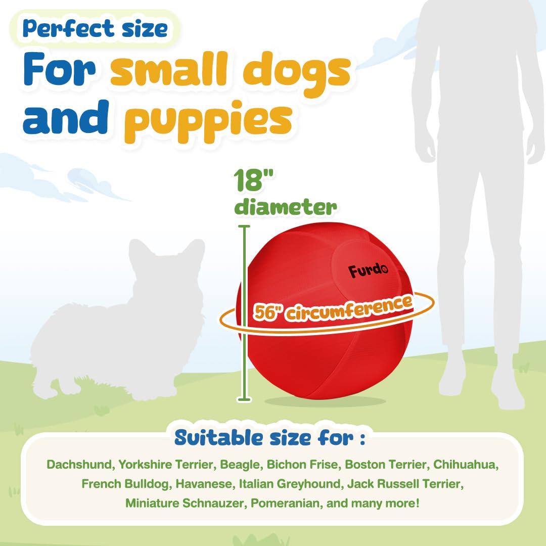 Furdo balle Grande taille 18 pouces rouge, idéale pour chiens moyens et grands