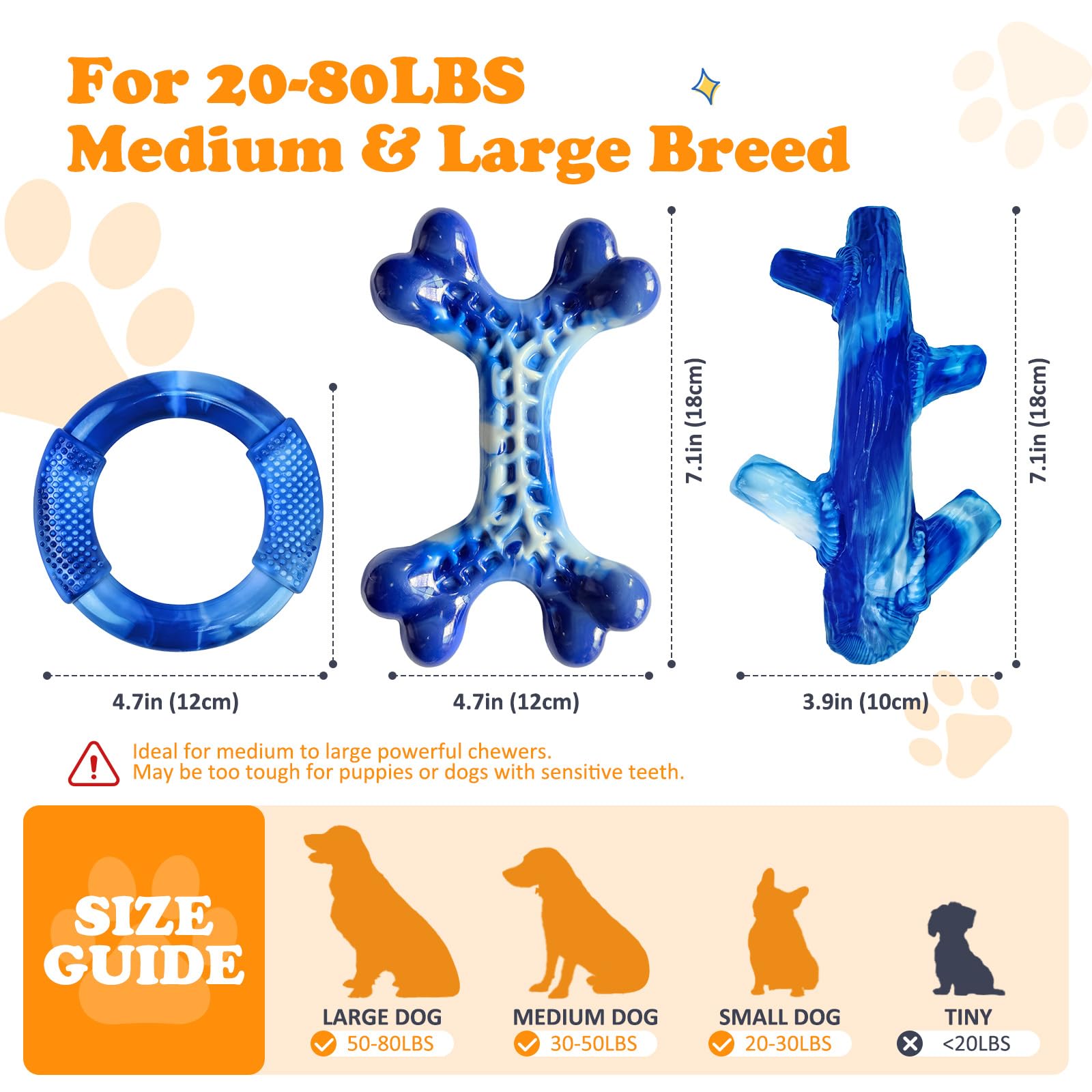 Jouet mordeur Furdog-indestructible bleu pour chiens agressifs