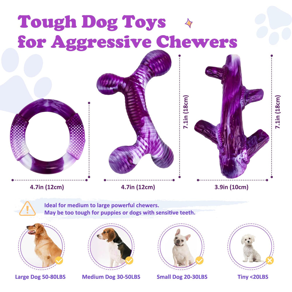 Jouet nylon indestructible Furdog avec trois formes, violet.