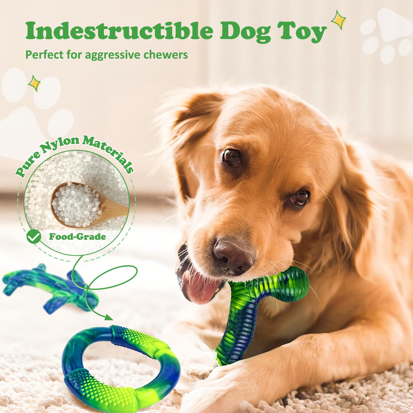 Jouet Furdog avec rainures nettoyage dents en nylon, aide à réduire la plaque.