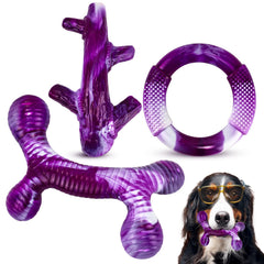 Jouets Furdog indestructibles triple pack pour grands chiens, résistance renforcée.