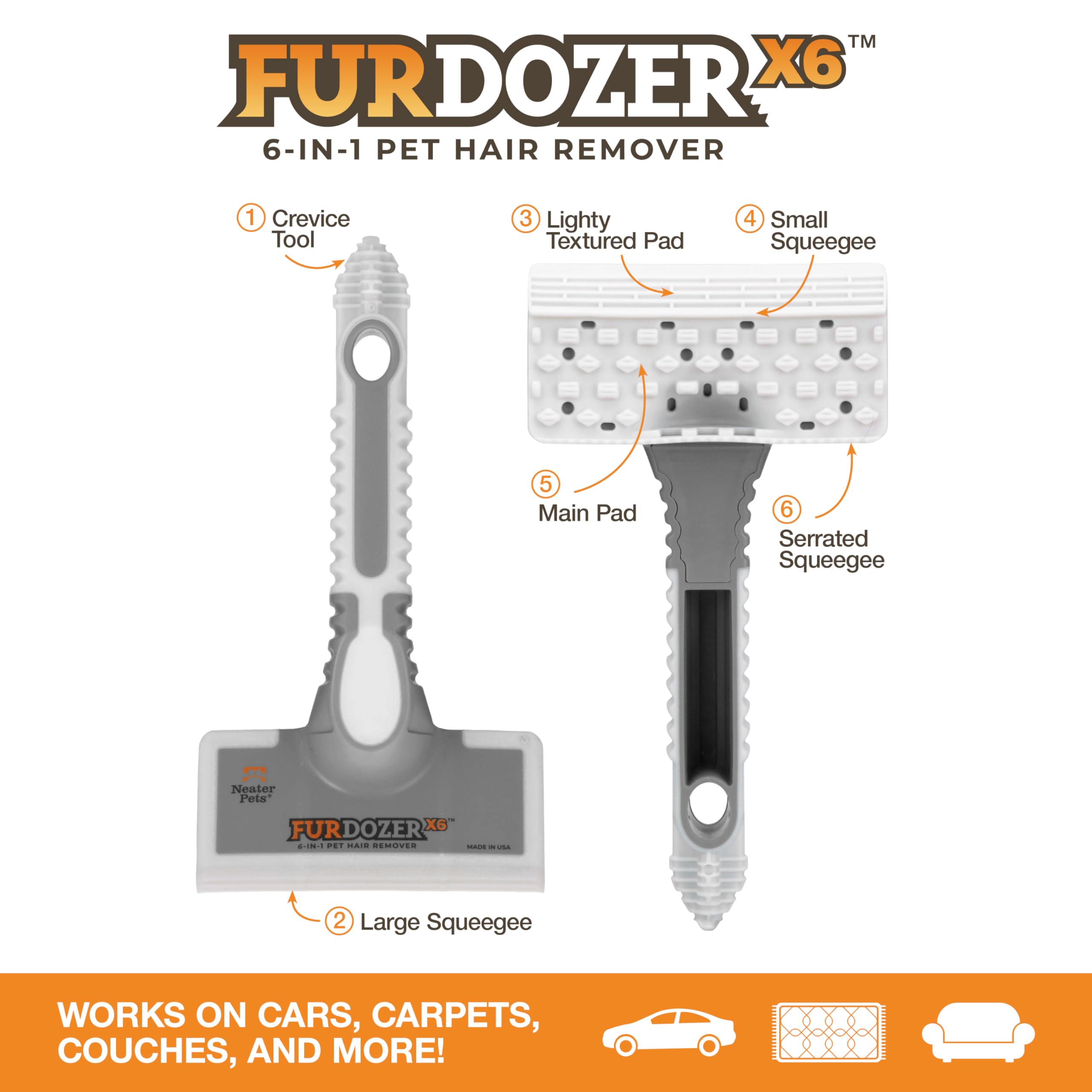 FurDozer pour le nettoyage intérieur de voiture et l’élimination des poils sans rayures.