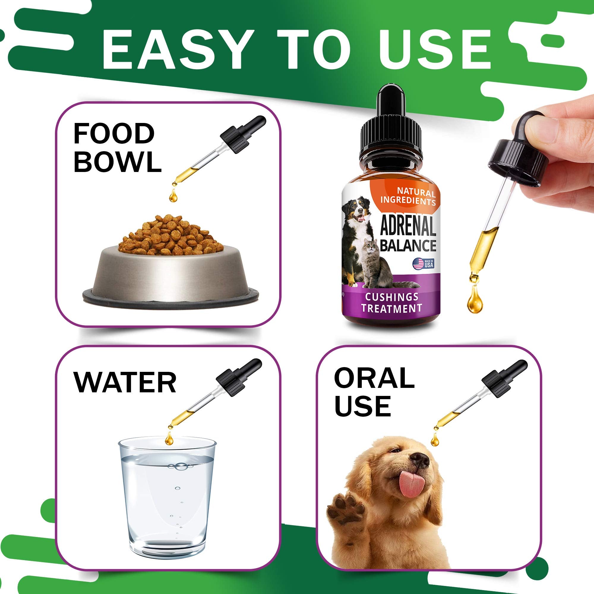 FurFinds Adrenal Balance – dosage selon le poids de l’animal.