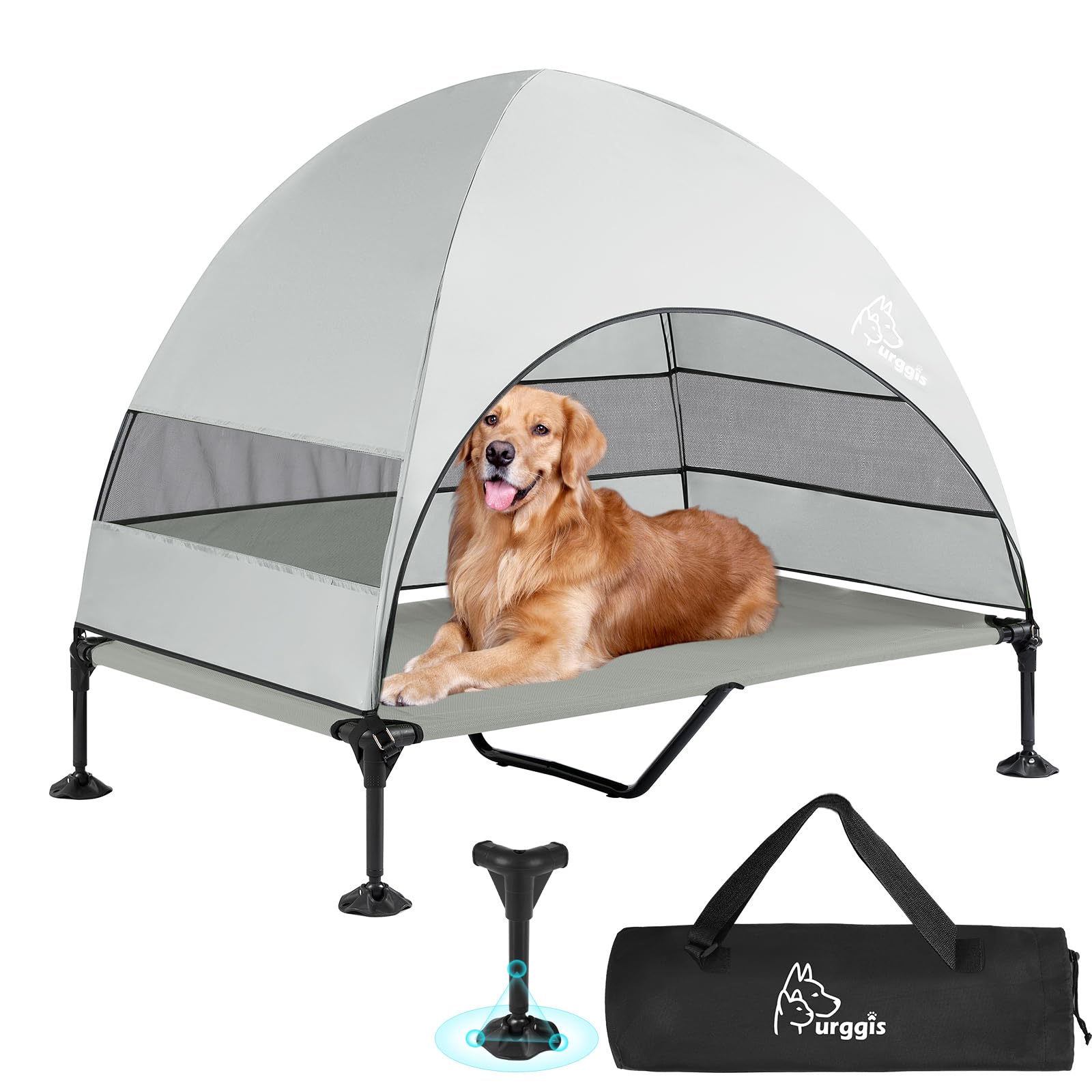 Furggis lit chien elevé avec canopie apporte ombre et confort en extérieur