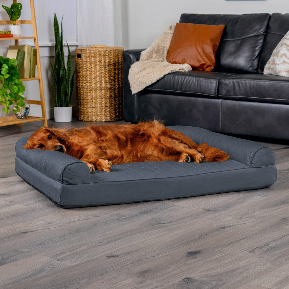 FurHaven Dreamer Base orthopédique, démonstration de la stabilité et de la non-glissance.