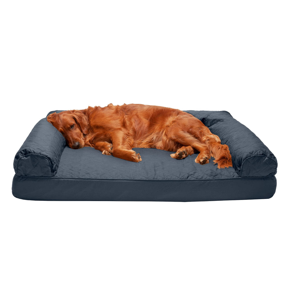 FurHaven Dreamer Canapé orthopédique pour chien de grande taille, vue avant, offrant un soutien des articulations.