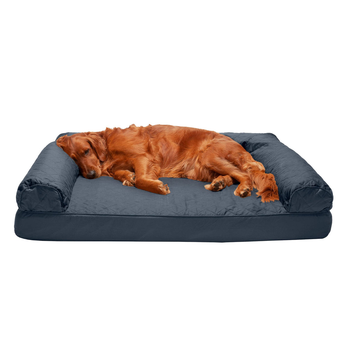 FurHaven Dreamer Canapé orthopédique pour chien de grande taille, vue avant, offrant un soutien des articulations.