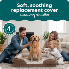 Housse FurHaven face peluche haut pile, repos moelleux et apaisant.
