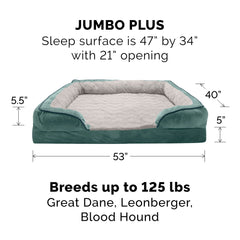 Dimensions 53 po x 40 po x 5 po pour matelas Furhaven en mousse.