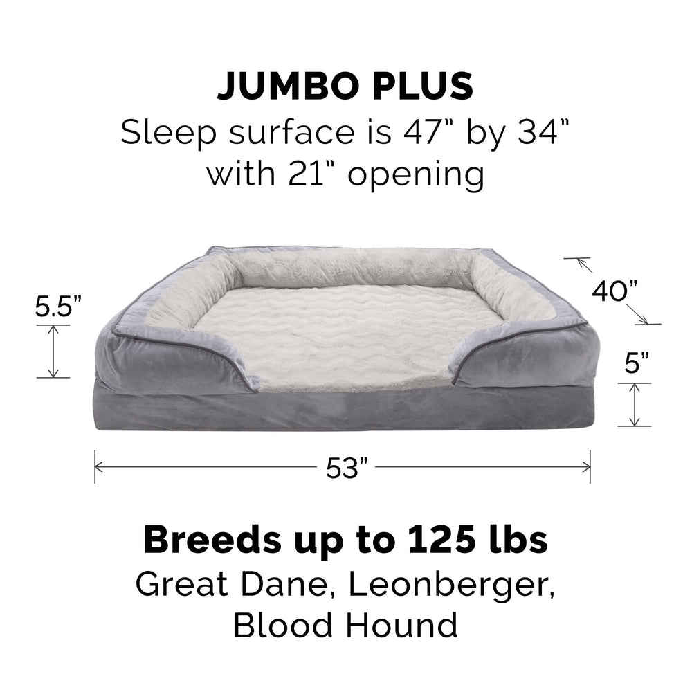 Housse Furhaven pour lit chien 53x40x5 pouces, ajustement précis et rembourrage personnalisable.