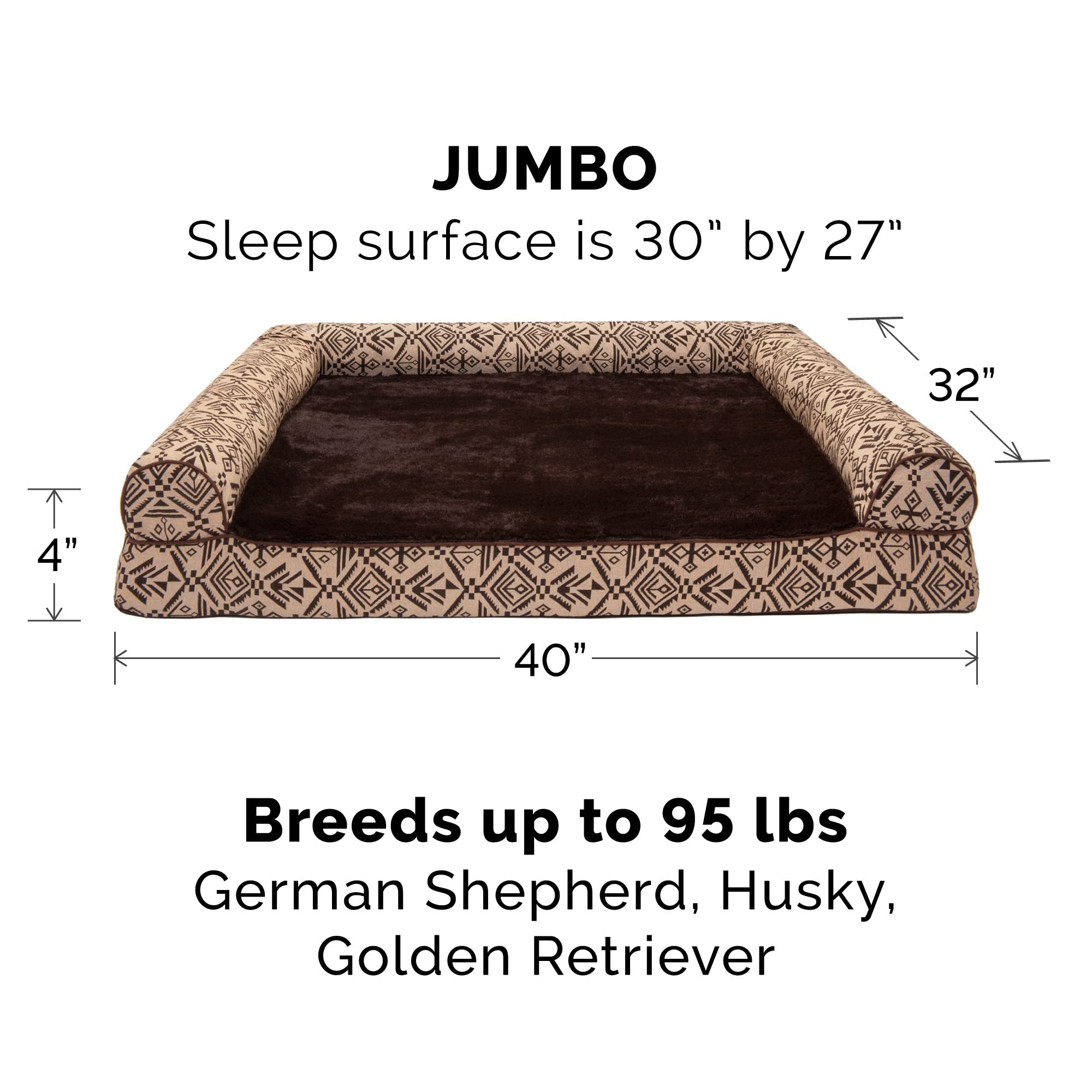 Housse Furhaven 40x32x4 Desert Brown, ajuste parfaitement le matelas du chien