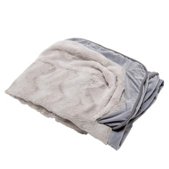 Housse Furhaven pour lit chien en velours à vagues gris granit, douceur et adaptabilité.