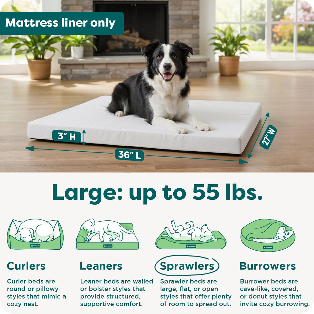 Liner Furhaven silencieux en blanc évite le bruit lors du repos de l’animal.