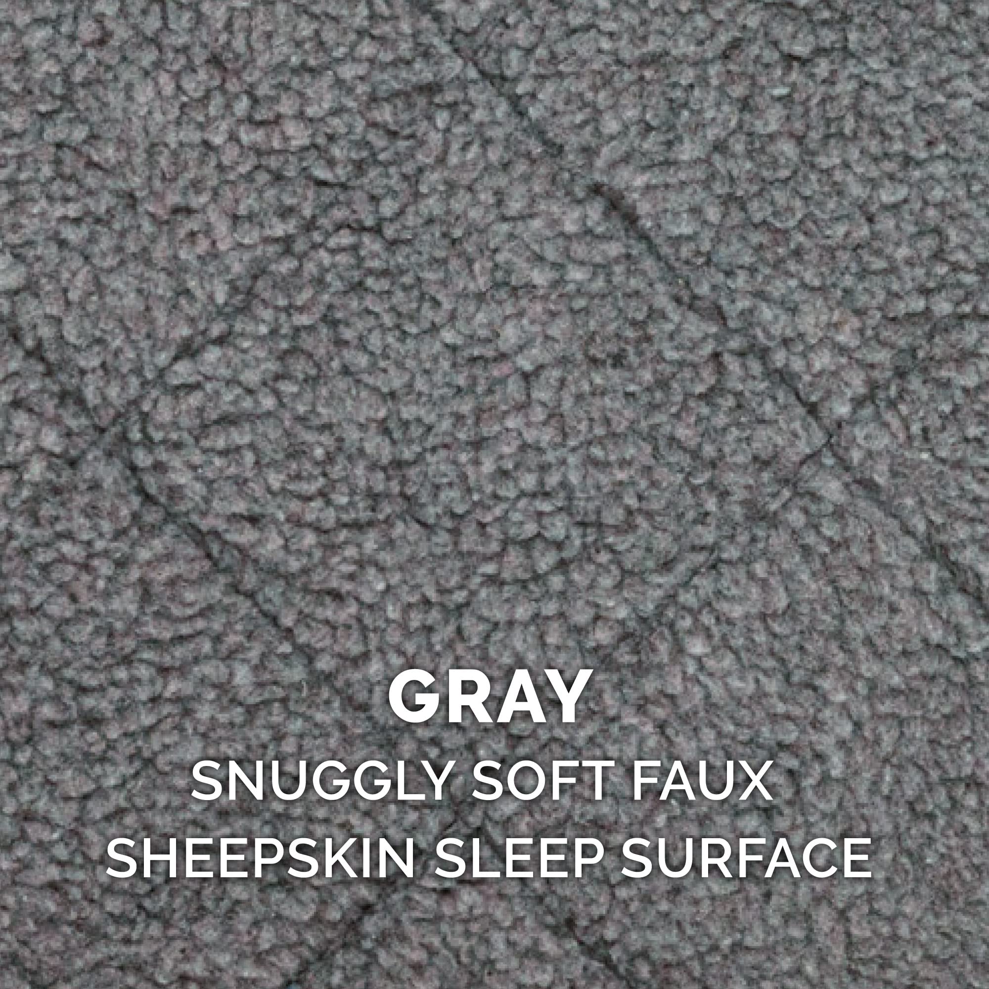 Lit Furhaven gris taille moyenne, adapté pour caisses standard.