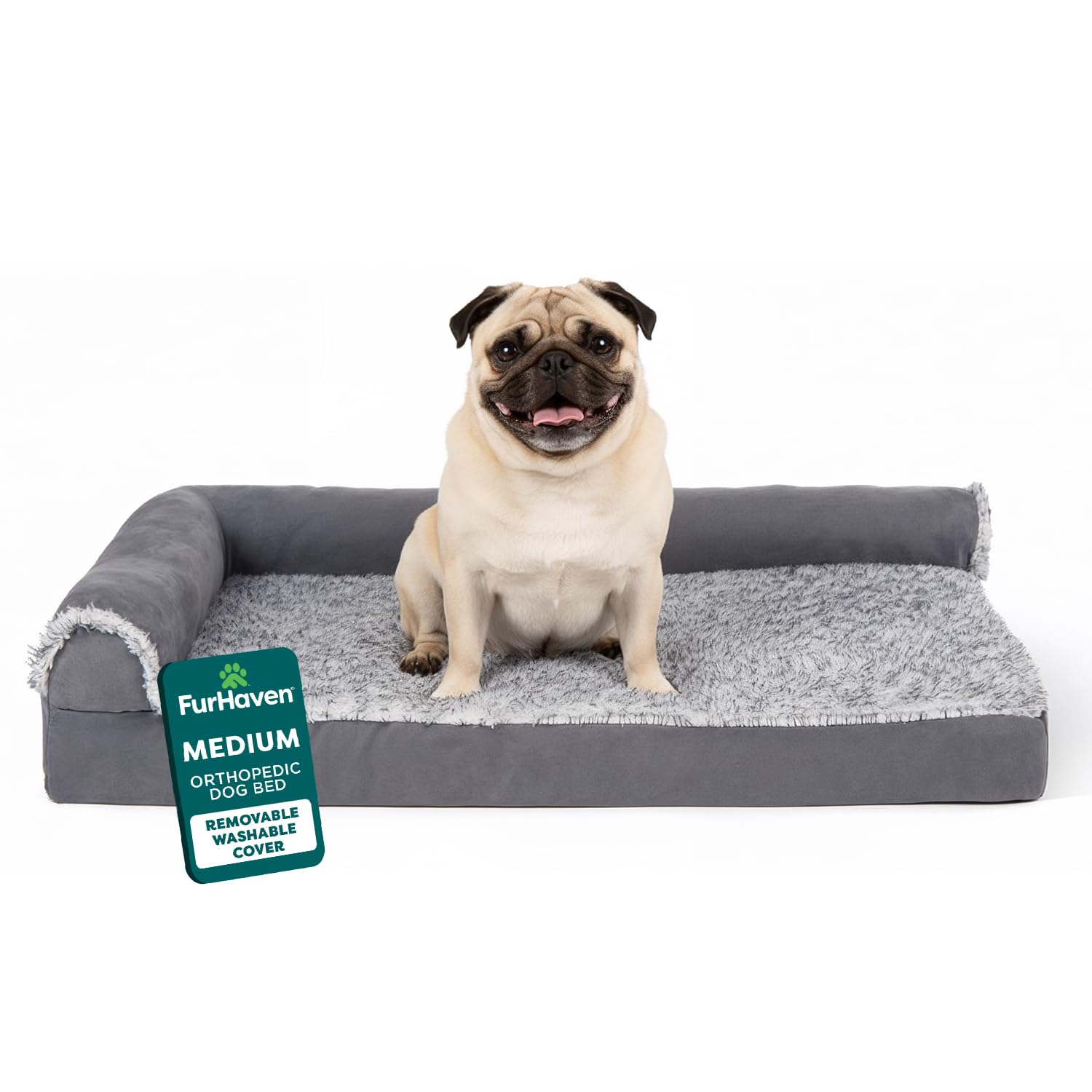 Lit FurHaven orthopédique offrant un soutien articulations pour chien moyen