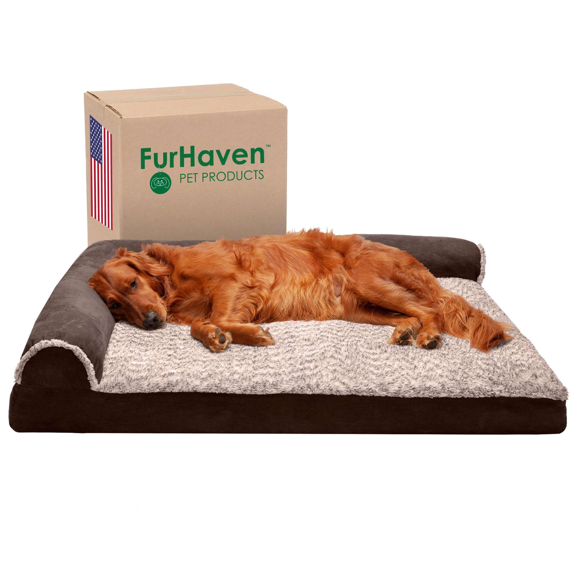 Lit Furhaven pour grands chiens avec mousse mémoire: soutien personnalisé.
