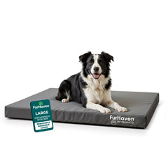 FurHaven lit chien orthopédique imperméable pour grands chiens, soutien et confort.