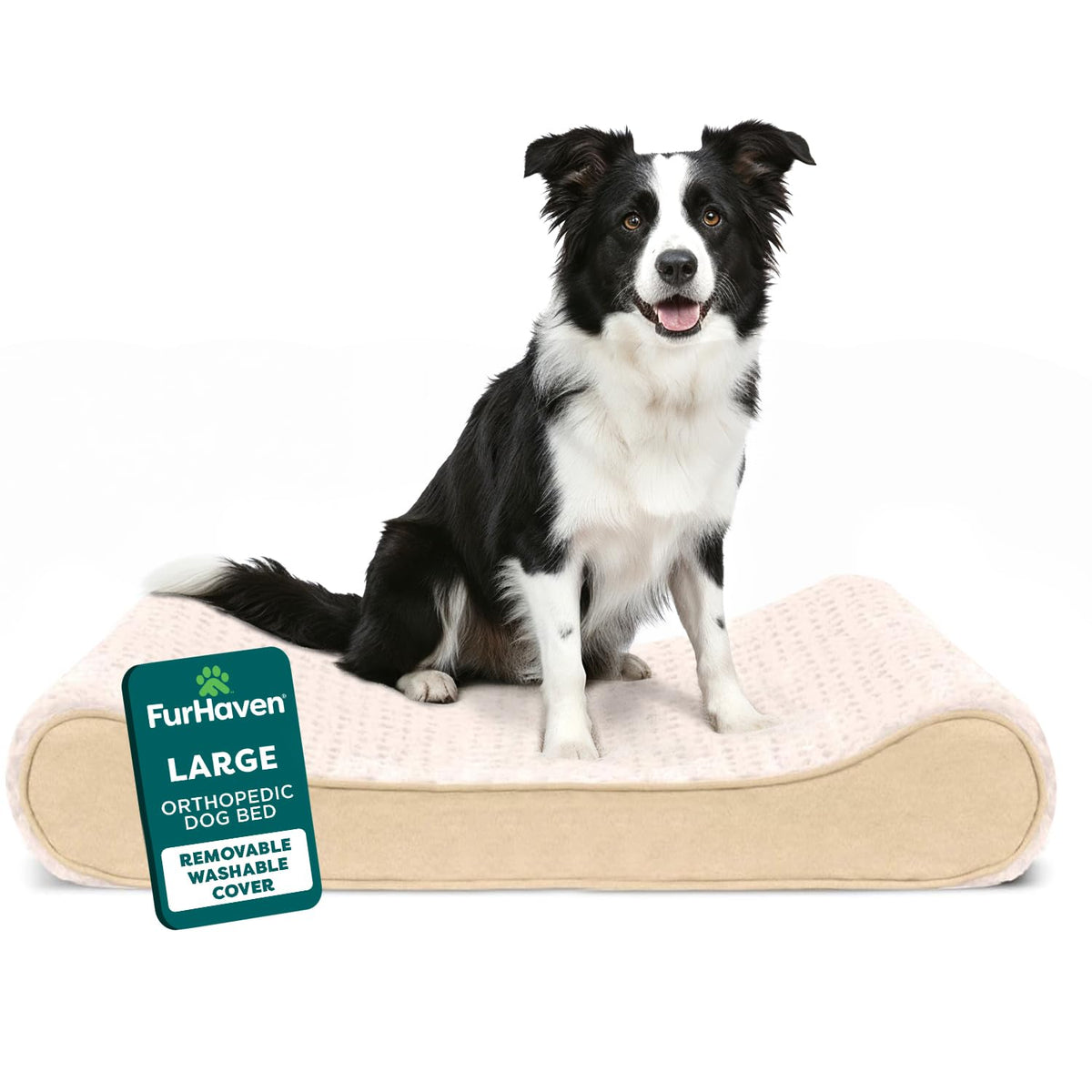 Lit orthopédique FurHaven pour chien grand offrant un soutien des articulations et un confort durable.