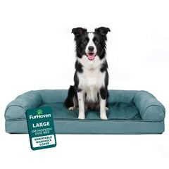 FurHaven lit orthopédique pour grands chiens – base mousse soutient les articulations.