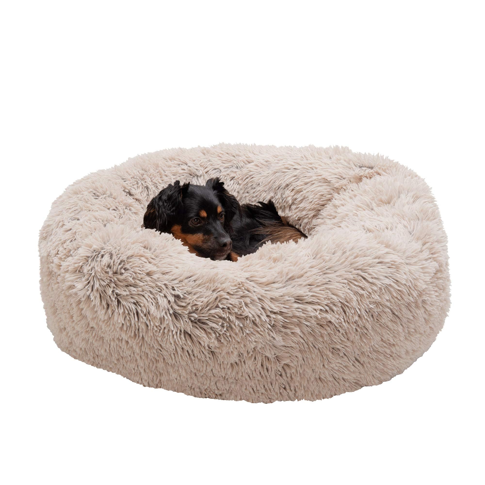 Nid rond Furhaven avec pelage long taupe pour repos réconfortant