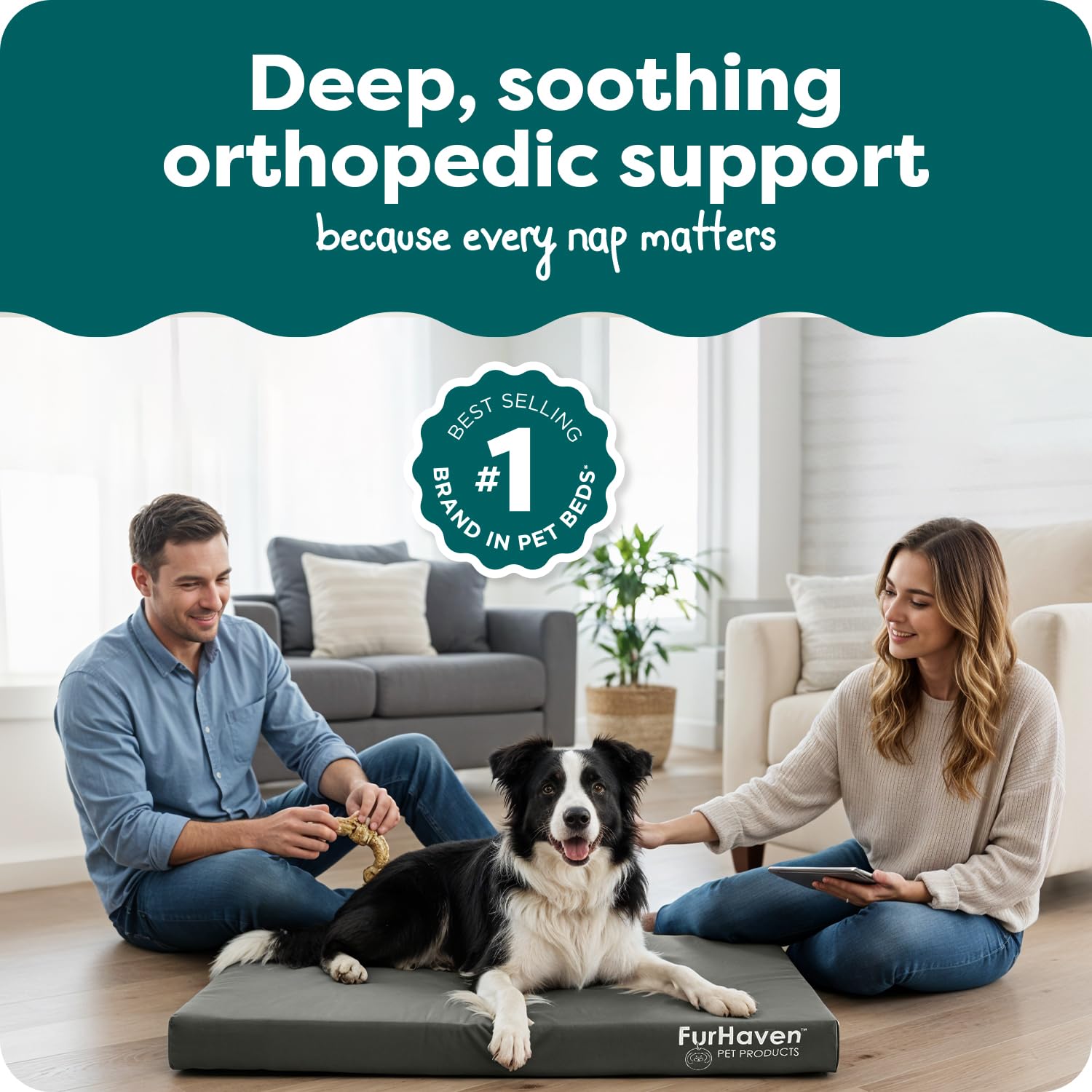 FurHaven noyau en mousse orthopédique nid-dabeille soutient les articulations.