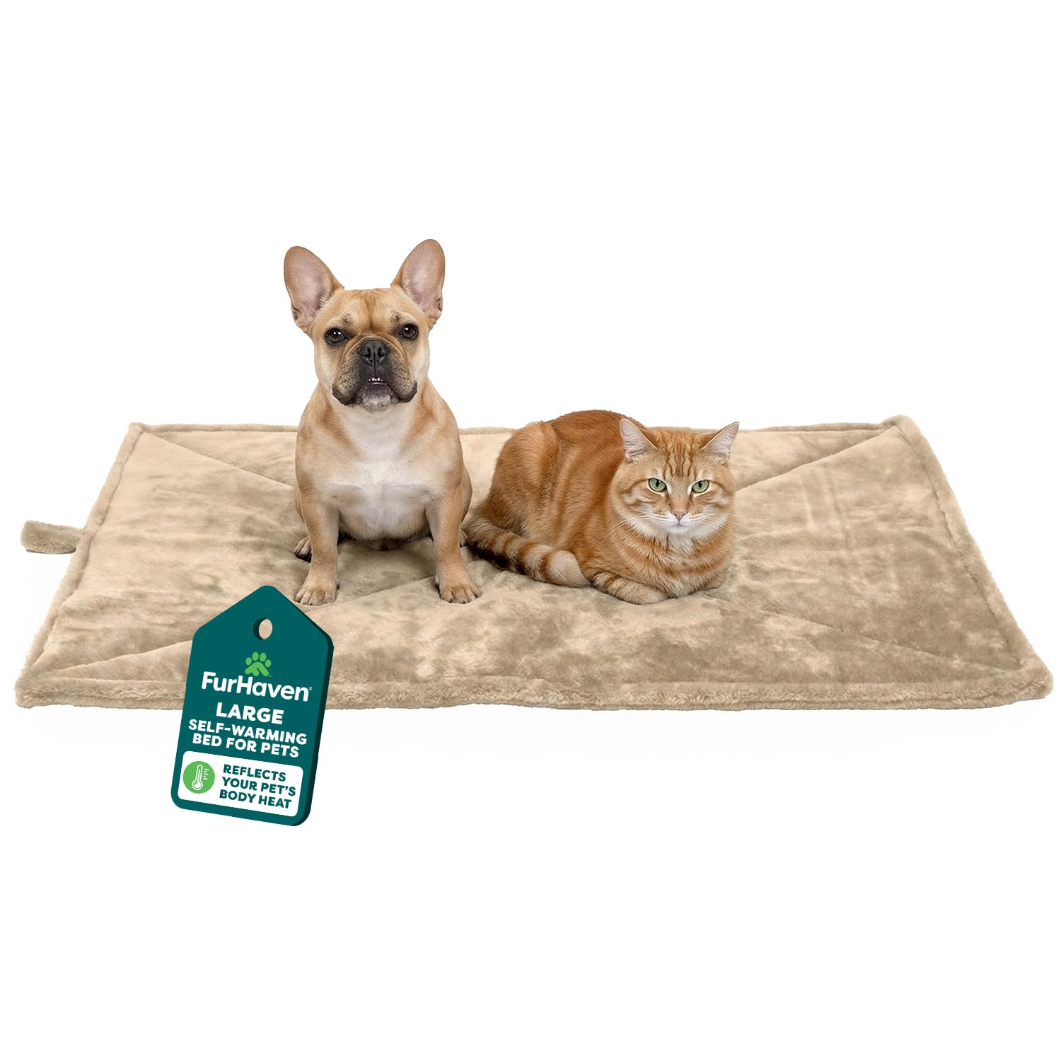 Furhaven ThermaNAP: coussin auto-chauffant chat grand creme, chaleur douce et réconfortante.