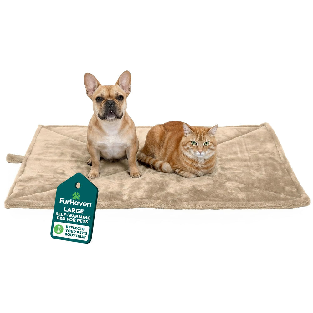 Furhaven ThermaNAP: coussin auto-chauffant chat grand creme, chaleur douce et réconfortante.