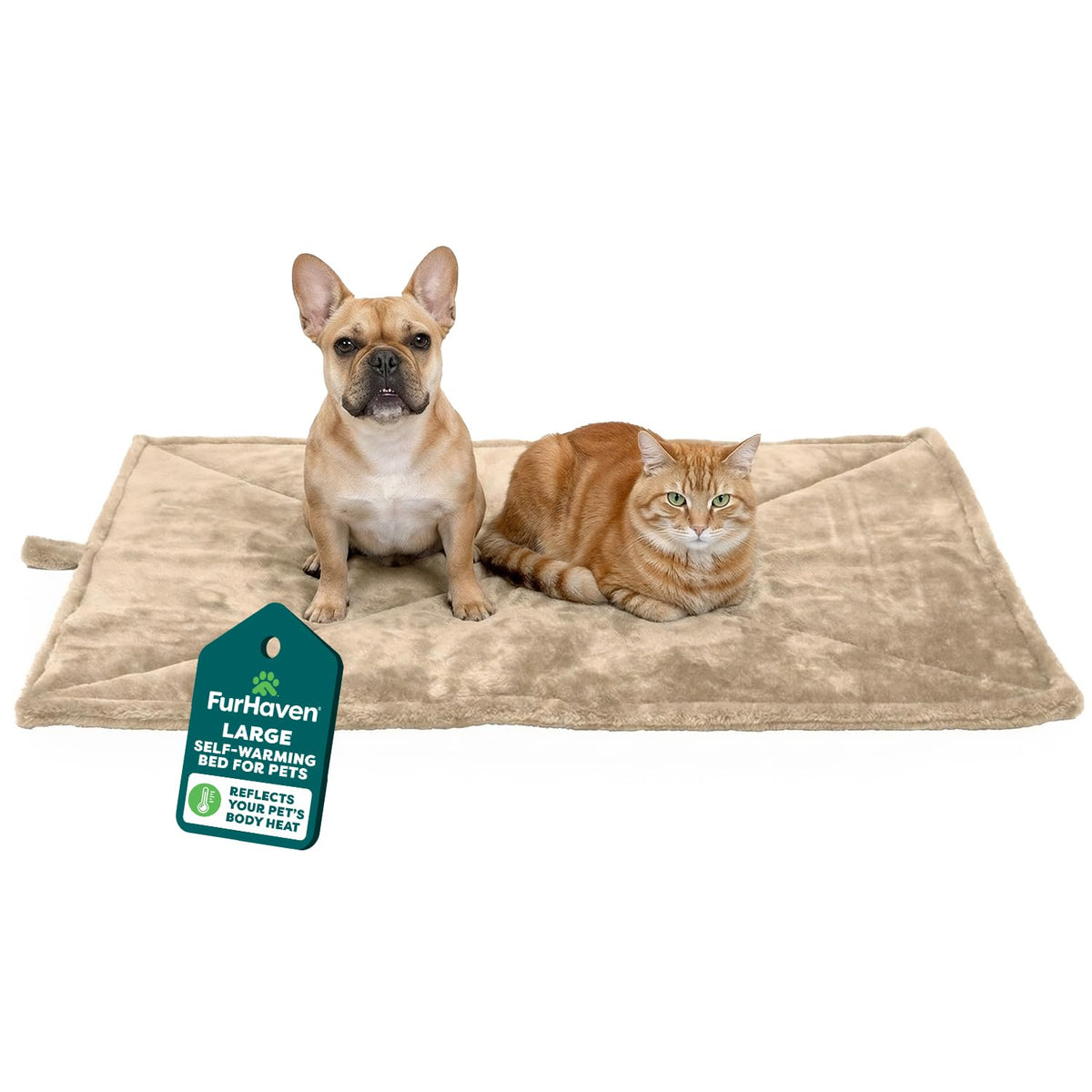 Furhaven ThermaNAP: coussin auto-chauffant chat grand creme, chaleur douce et réconfortante.