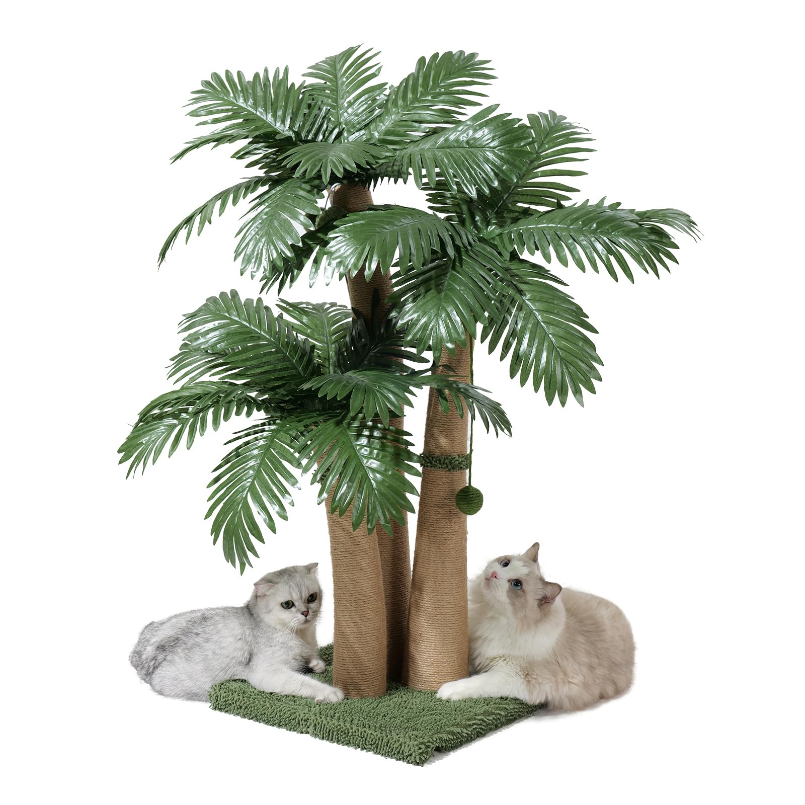 Furlogy Arbre-chat grattoir palmier, sisal naturel pour griffes saines et meubles protégés.