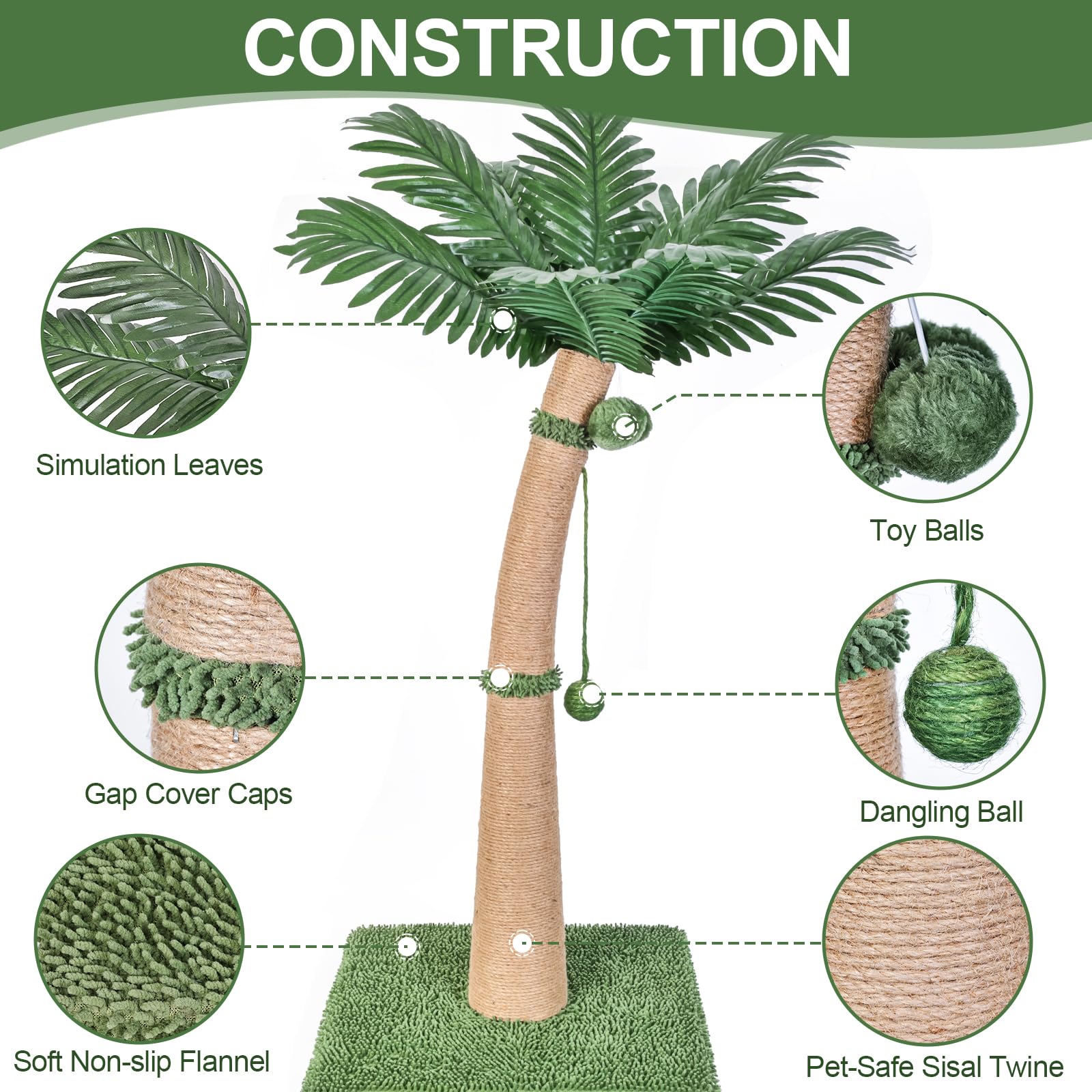 Corde sisal naturelle sur le poteau pour des griffades durables.