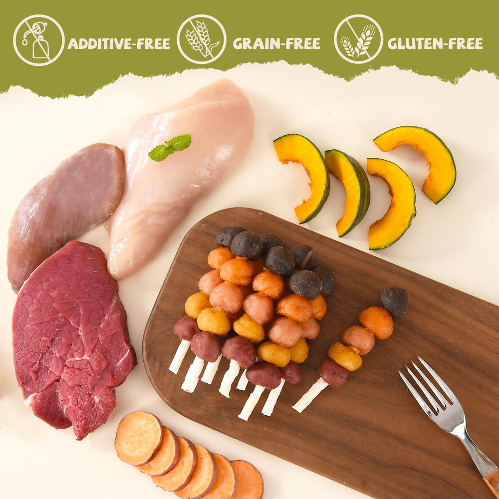 Friandises Furmate Brochettes boeuf patate-douce, protéines et fibres adaptées.