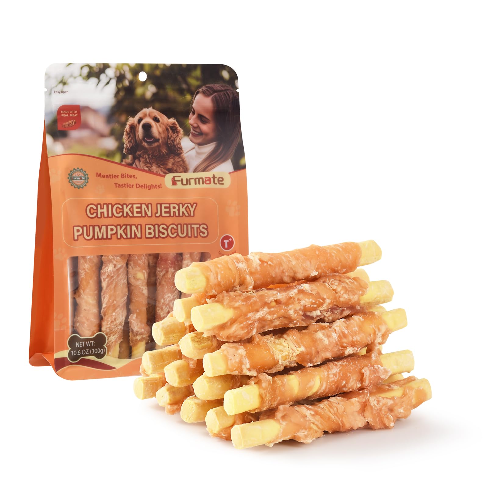 Friandise Furmate chien citrouille emballage pratique pour l'entraînement.