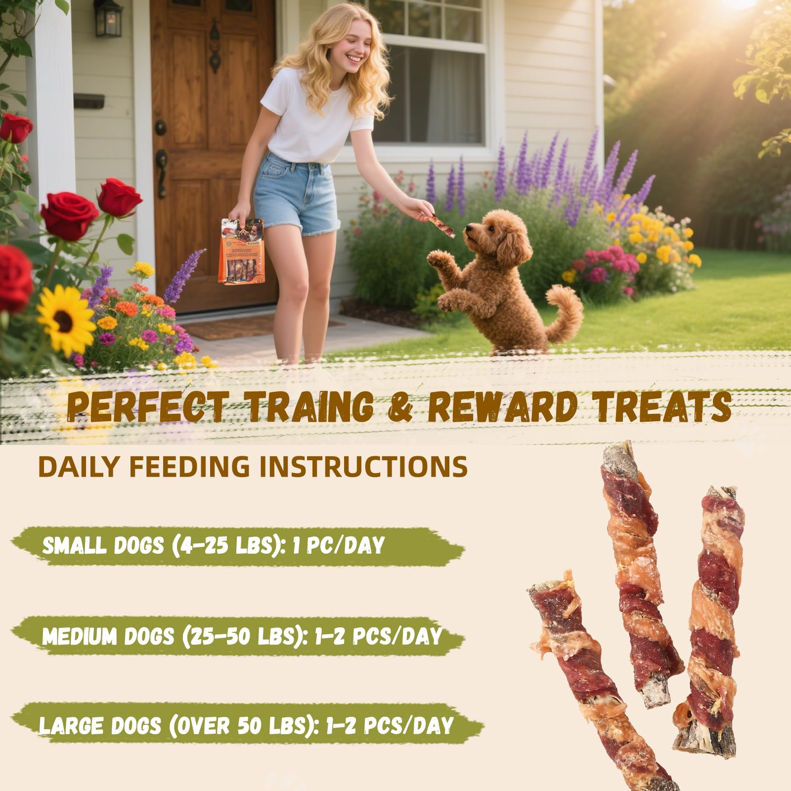 Ingrédients naturels Furmate riches en protéines: snack sain pour chiens.