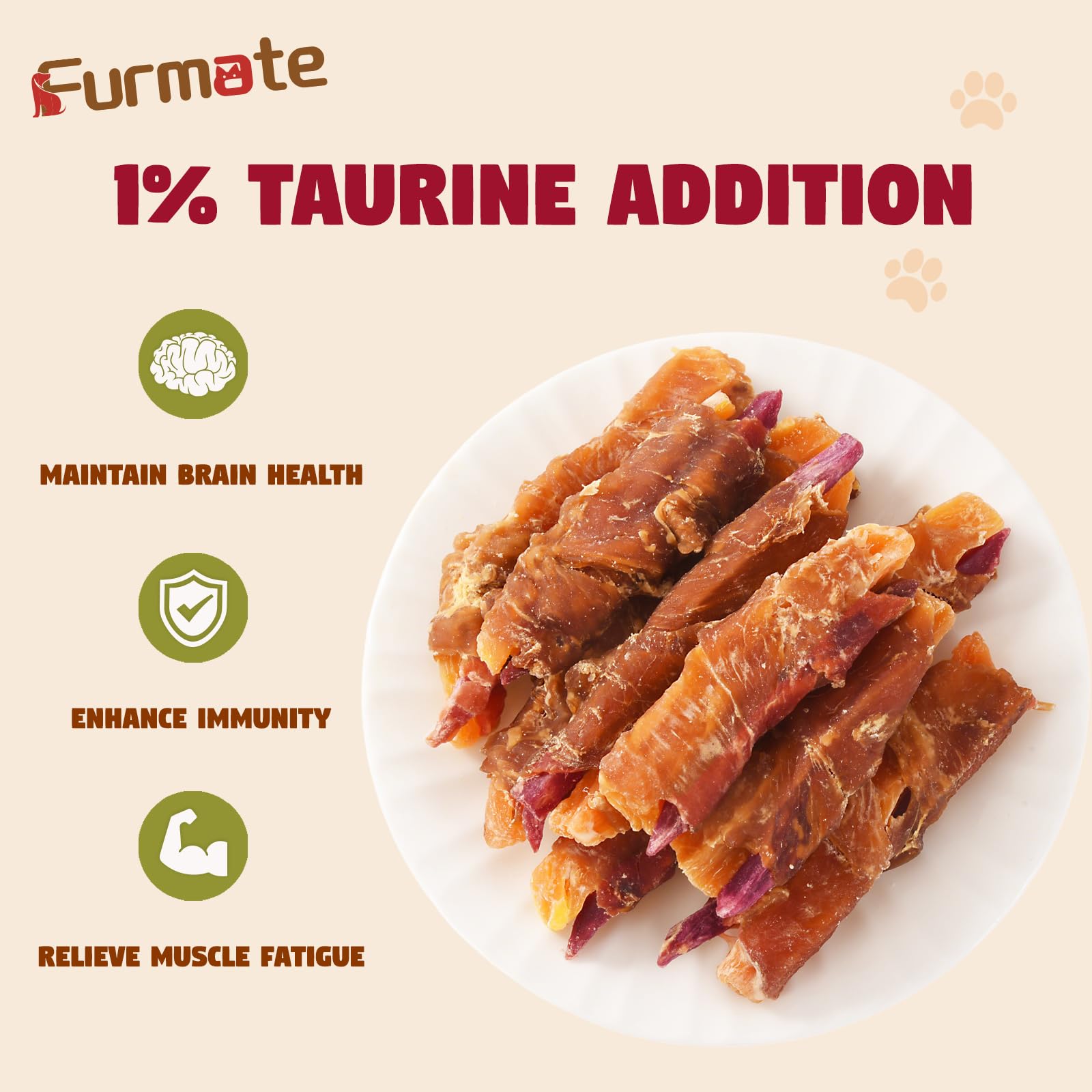 Friandise Furmate poulet viande séchée enroulée patate douce orange pour chiens, nourrissante