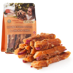 Friandise Furmate poulet viande séchée enroulée patate douce violette pour chiens, savoureuse