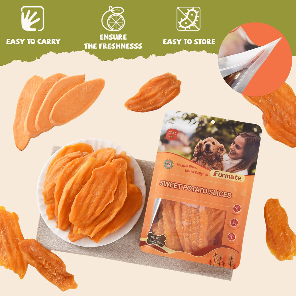 Furmate, friandise 100% patate douce, sans ingrédients cachés.
