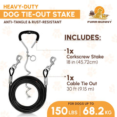 Câble chien 30 pieds 7mm FURR BUNNY libérant l'espace en toute sécurité.