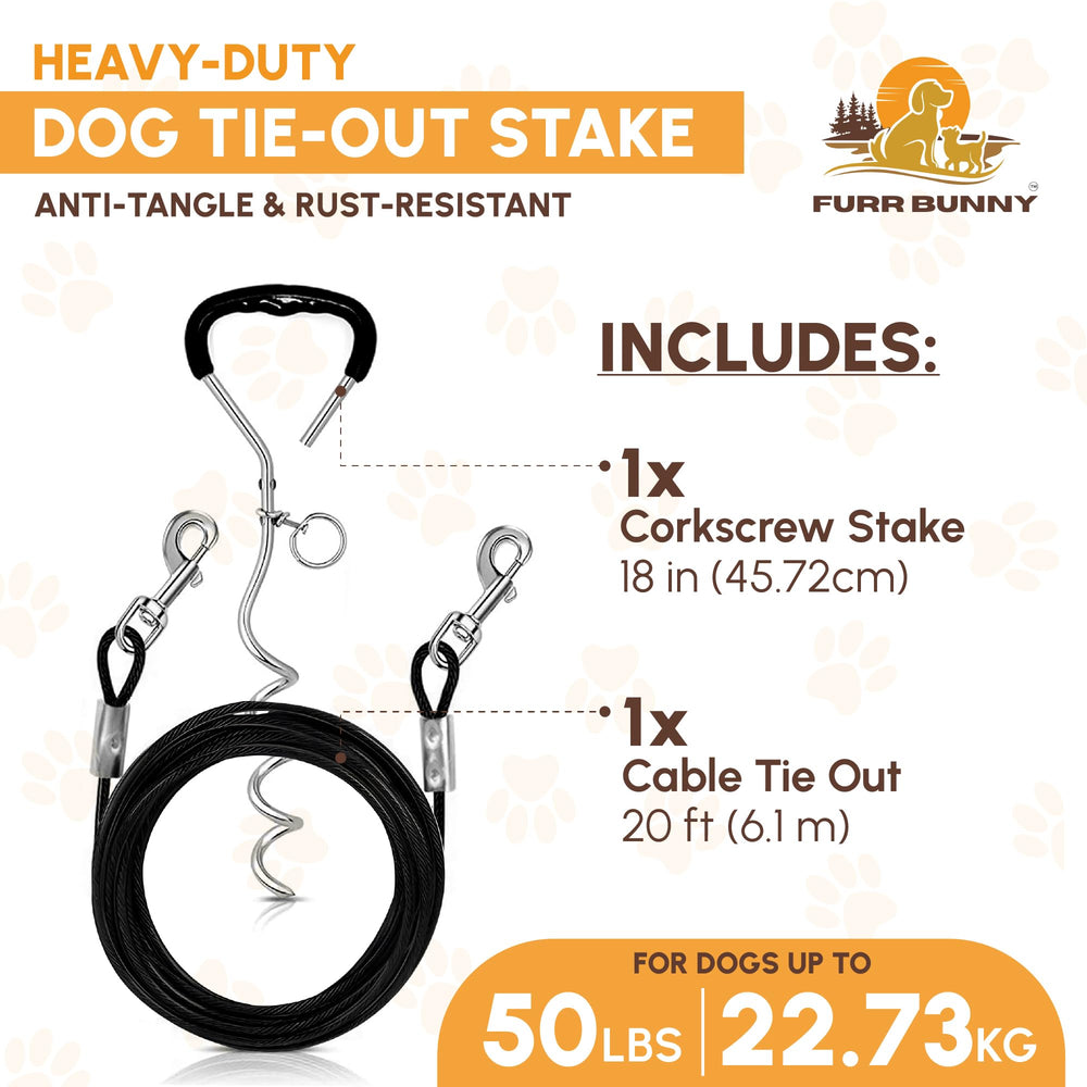 Piquet spiral 18 pouces FURR BUNNY, fixation rapide et fiable.