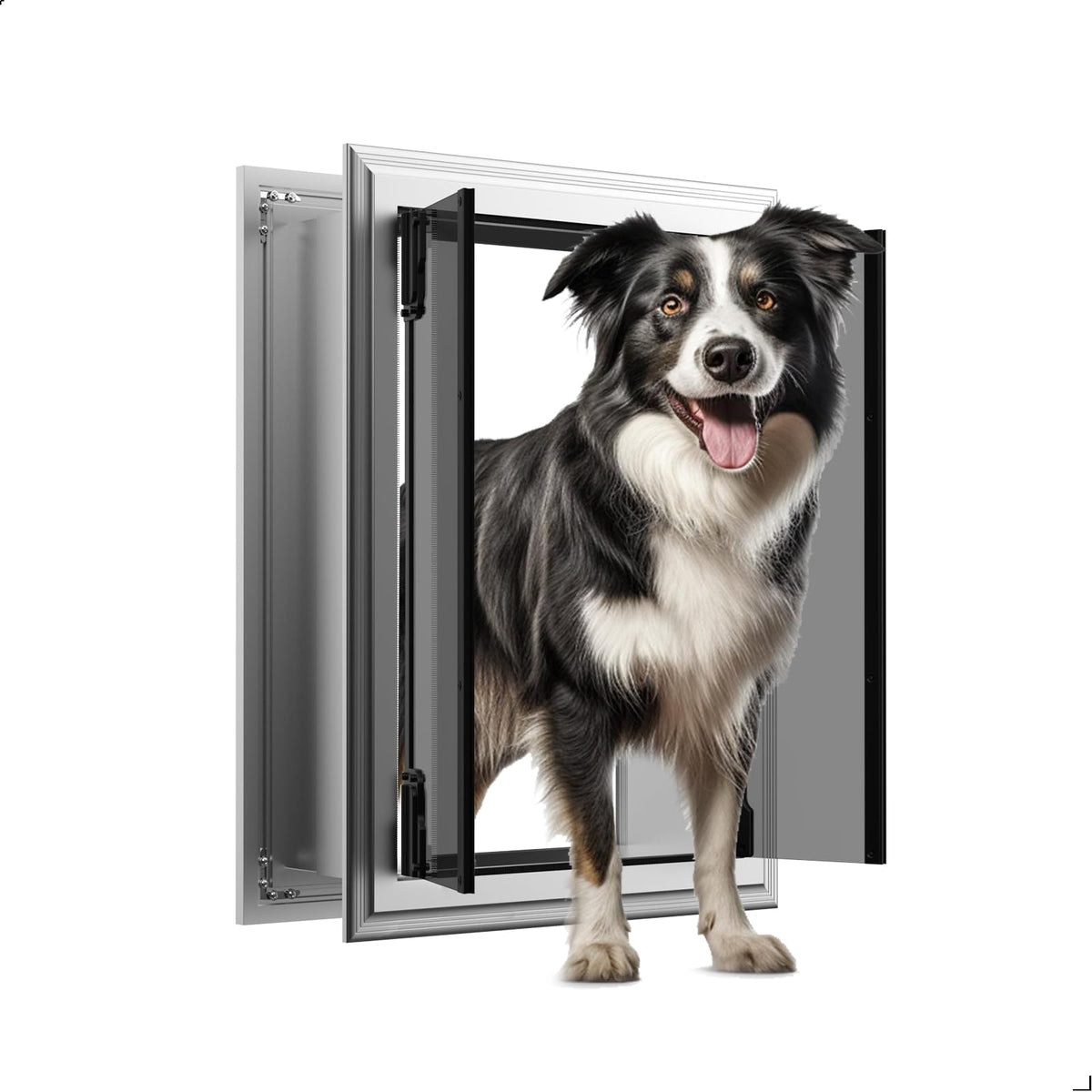 Porte-chien mural FurrFinesse: ouverture pratique pour chiens jusqu'à 80 lb.