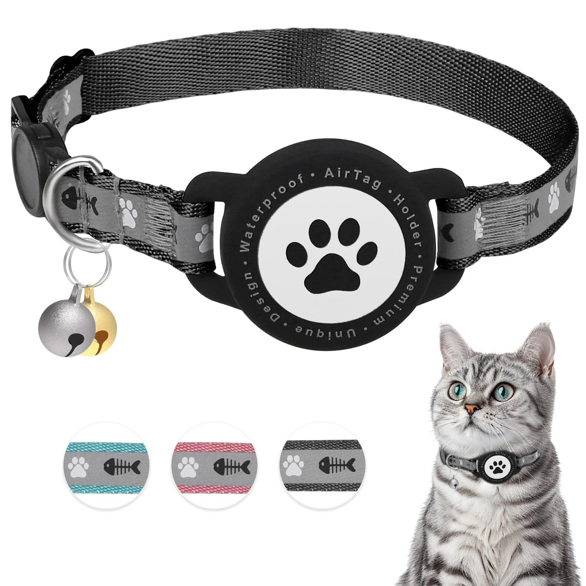Collier Furrigo AirTag imperméable : léger et pratique pour chats actifs.