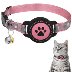 Collier Furrigo AirTag imperméable rose pour chat, suivi fiable en extérieur