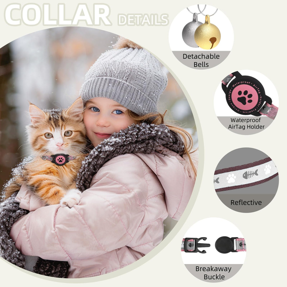 Collier Furrigo AirTag reglable rose, ajustement rapide et sûr