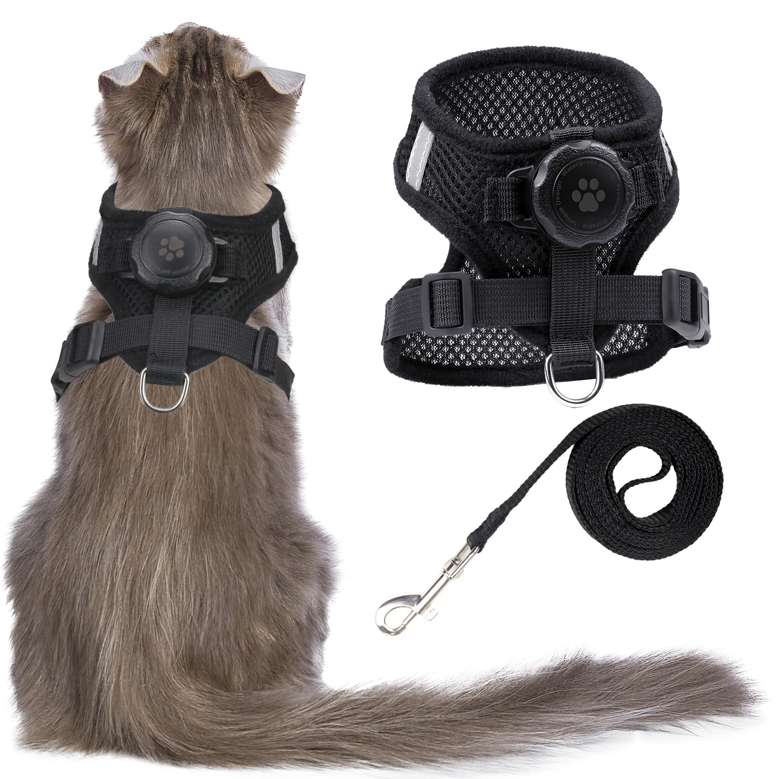 Harnais AirTag Furrigo intégré pour chat, sécurité lors des promenades.