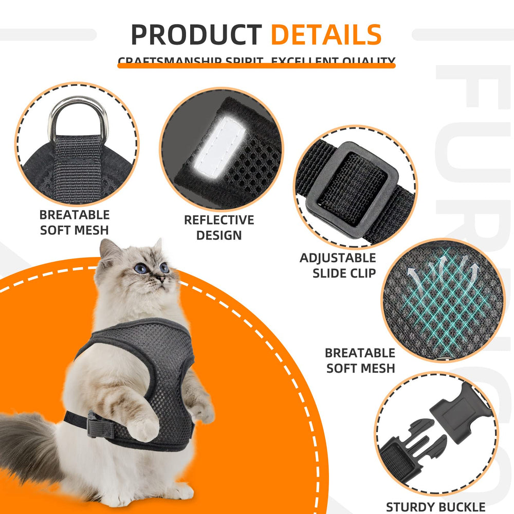 Harnais ajustable Furrigo, trois tailles pour chats et chiots.